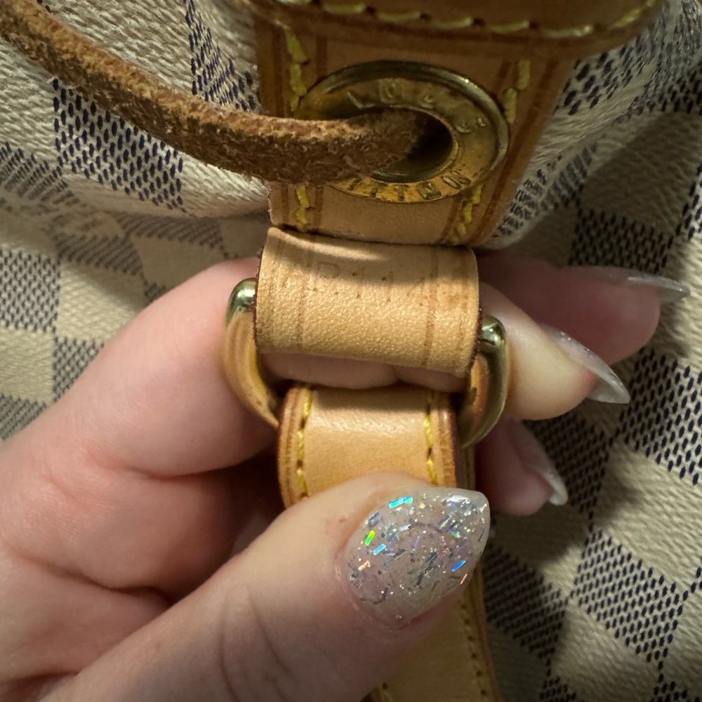 Louis Vuitton Damier Azur Beige Canvas and Brown Leather Shoulder Bag - Picture 5 of 16